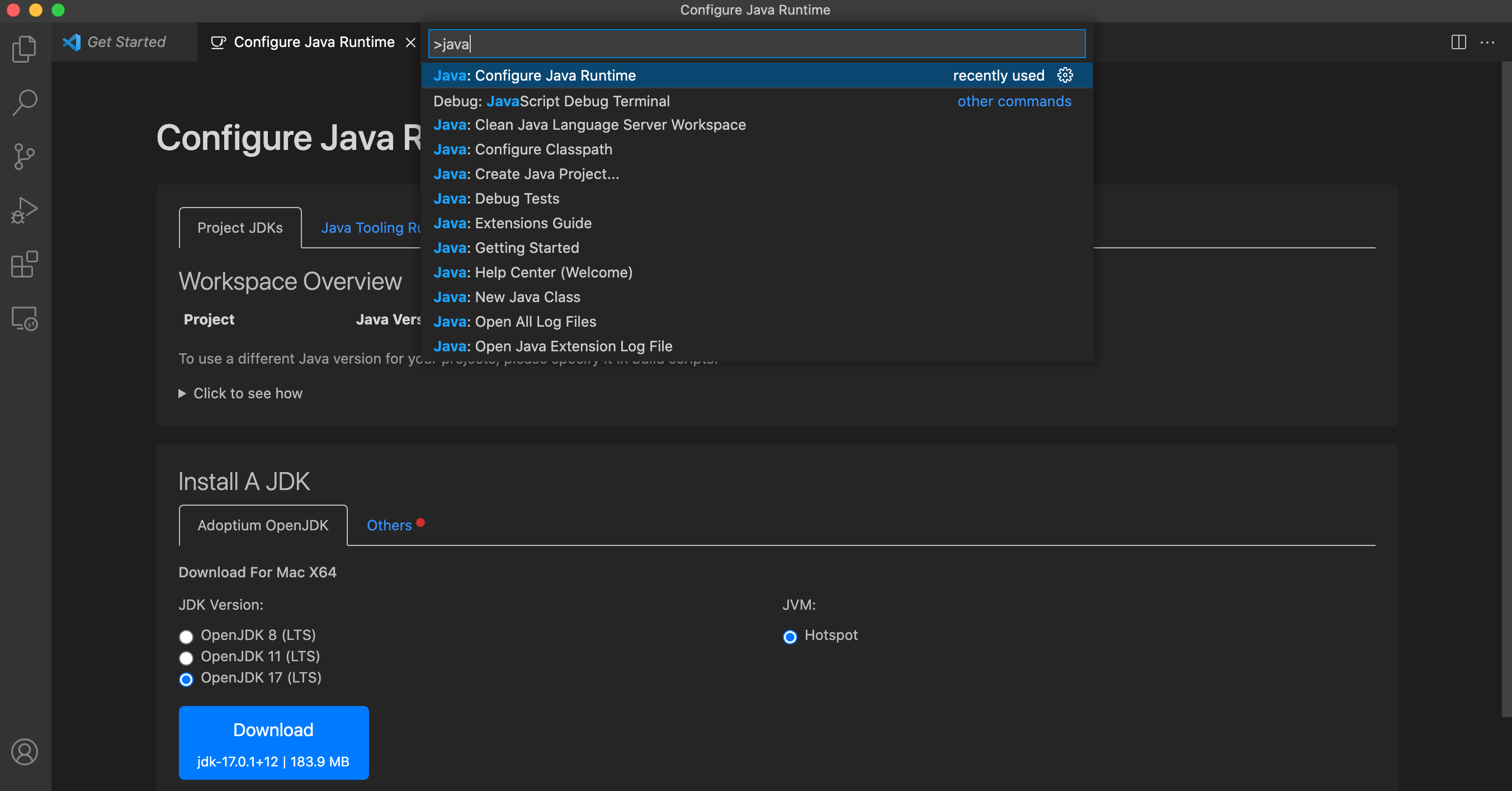 Configure Java Runtime