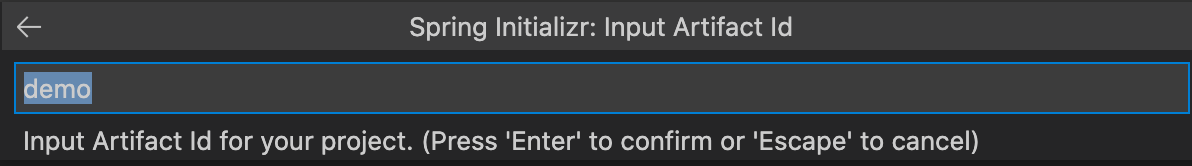 Artifact ID を入力する