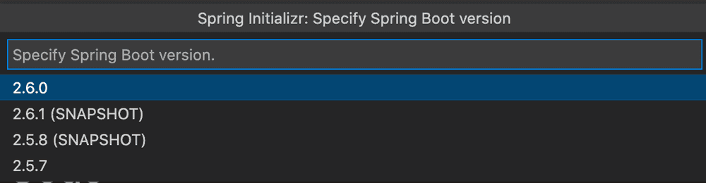 Spring Boot Version を選択する